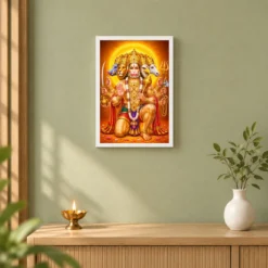Panchmukhi Hanuman Vivid Premium Spiritual Poster Art Photo Frame 14 Panchmukhi Hanuman Vivid Premium Spiritual Poster Art Photo Frame — white frame distant wall