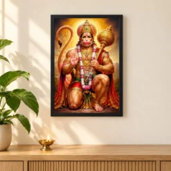 Bajrangbali Royal Jewel-Toned Portrait Photo Frame 11 Bajrangbali Royal Jewel-Toned Portrait Photo Frame — black frame pooja shelf