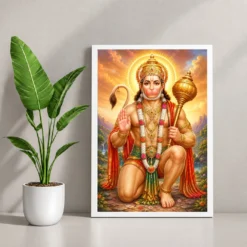Bajrangbali Traditional Indian Miniature-Inspired Devotional Art Photo Frame 12 Bajrangbali Traditional Indian Miniature-Inspired Devotional Art Photo Frame — white frame console