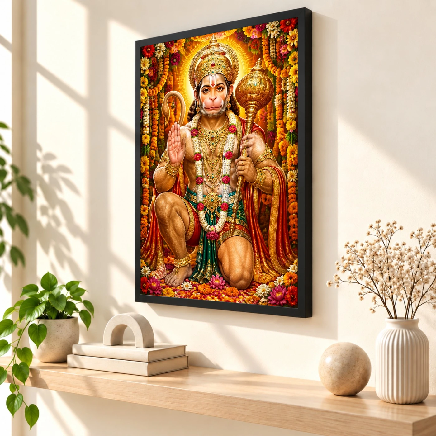 Bajrangbali Grand Festival Flower Decoration Photo Frame 2 Bajrangbali Grand Festival Flower Decoration Photo Frame — black frame console