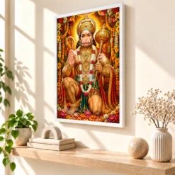 Bajrangbali Grand Festival Flower Decoration Photo Frame 15 Bajrangbali Grand Festival Flower Decoration Photo Frame — white frame warm console