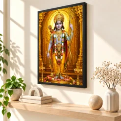 Ram Lalla Ayodhya Ornate Golden Temple Darshan Photo Frame — black frame console