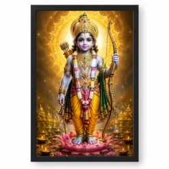 Ram Lalla Ayodhya Royal Jewel-Toned Portrait Photo Frame — black frame clean