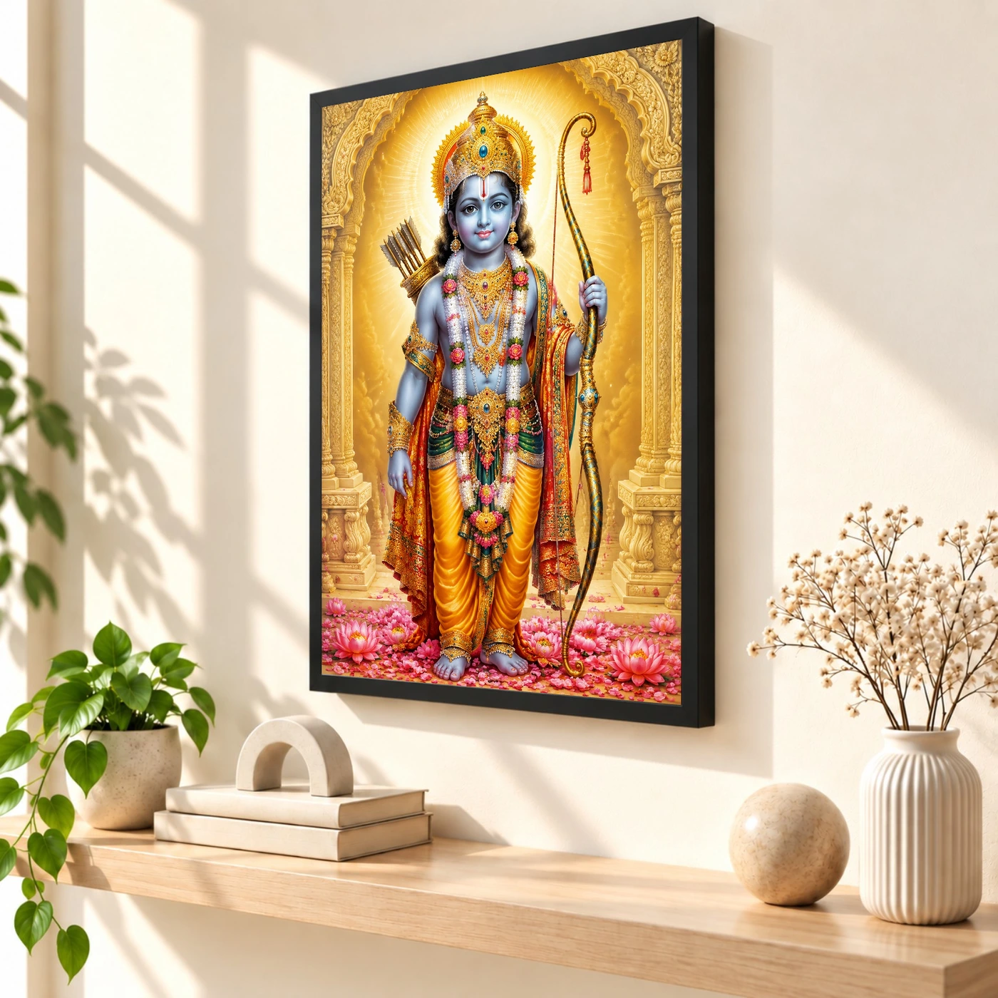 Ram Lalla Ayodhya Traditional Indian Miniature-Inspired Devotional Art Photo Frame 2 Ram Lalla Ayodhya Traditional Indian Miniature-Inspired Devotional Art Photo Frame — black frame console