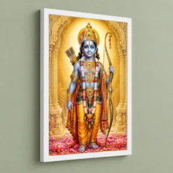 Ram Lalla Ayodhya Traditional Indian Miniature-Inspired Devotional Art Photo Frame 13 Ram Lalla Ayodhya Traditional Indian Miniature-Inspired Devotional Art Photo Frame — white frame angled wall