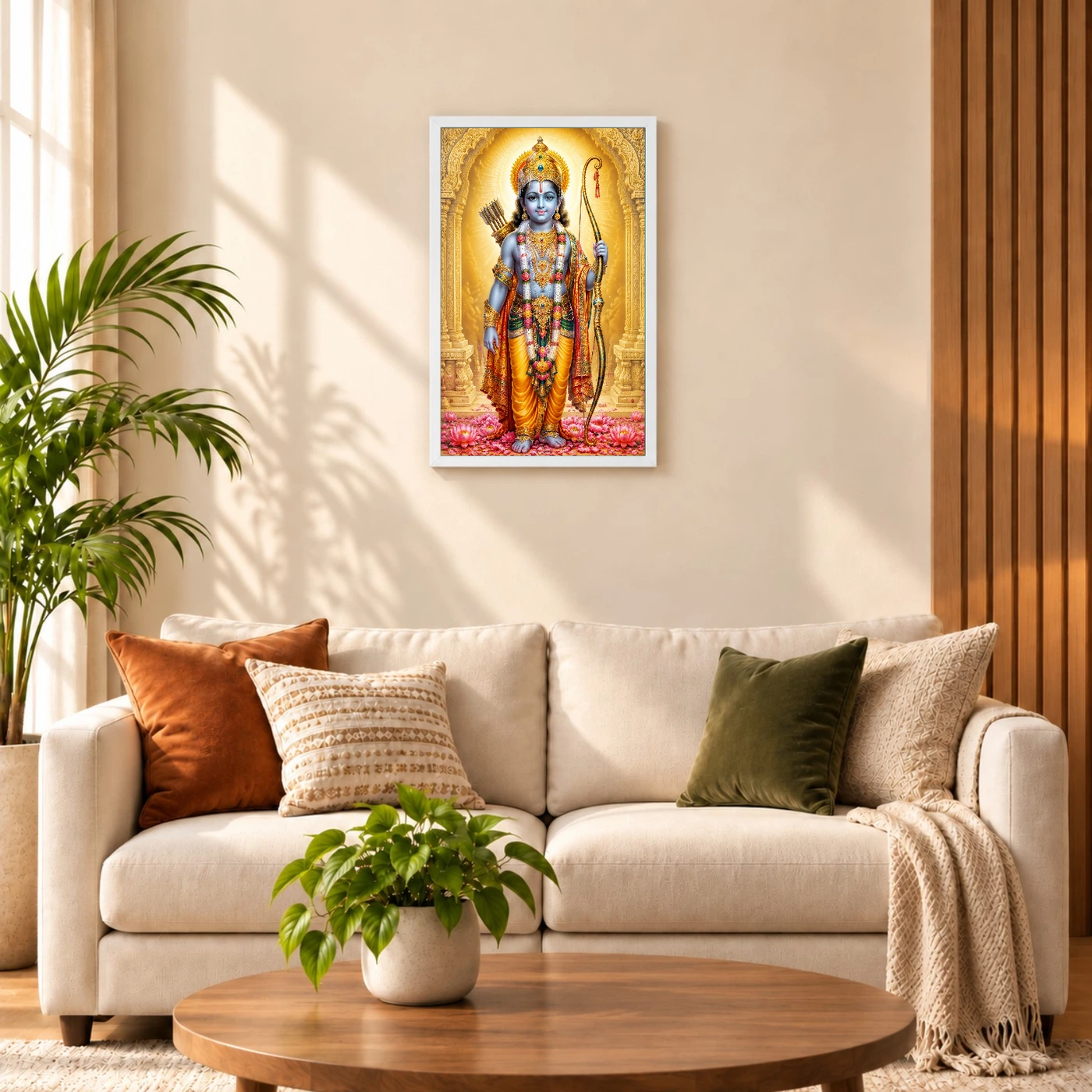 Ram Lalla Ayodhya Traditional Indian Miniature-Inspired Devotional Art Photo Frame 9 Ram Lalla Ayodhya Traditional Indian Miniature-Inspired Devotional Art Photo Frame — white frame sofa