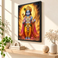 Ram Lalla Ayodhya Cosmic Celestial Aura Photo Frame — black frame console