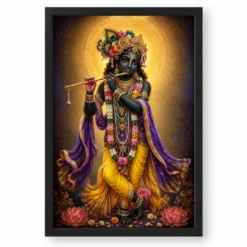 Banke Bihari Royal Jewel-Toned Portrait Photo Frame — black frame clean