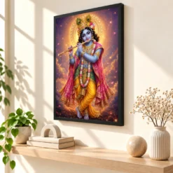 Banke Bihari Cosmic Celestial Aura Photo Frame — black frame console