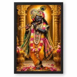 Banke Bihari Heritage Temple Architecture Backdrop Photo Frame — black frame clean