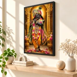 Banke Bihari Heritage Temple Architecture Backdrop Photo Frame — black frame console