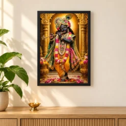 Banke Bihari Heritage Temple Architecture Backdrop Photo Frame 11 Banke Bihari Heritage Temple Architecture Backdrop Photo Frame — black frame pooja shelf