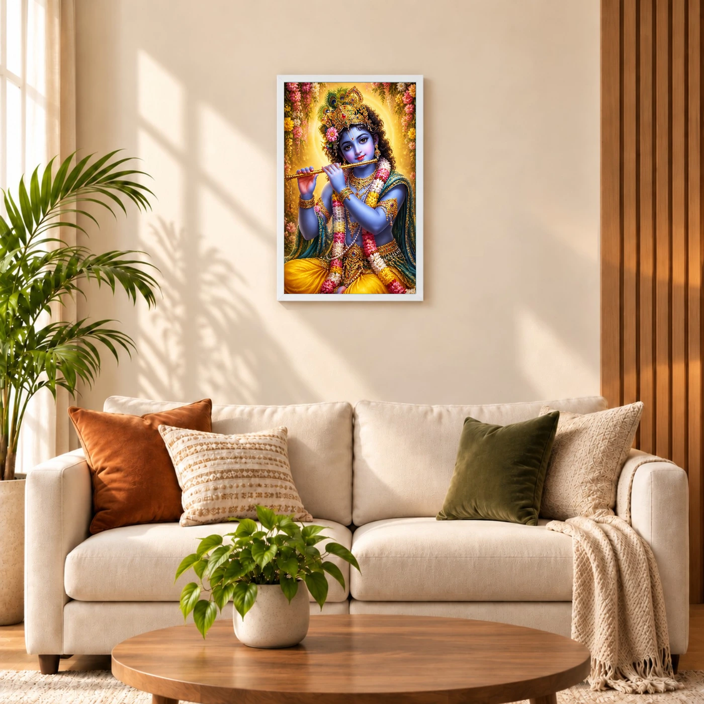 Banke Bihari Vivid Premium Spiritual Poster Art Photo Frame 9 Banke Bihari Vivid Premium Spiritual Poster Art Photo Frame — white frame sofa