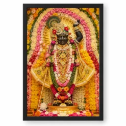 Shrinathji Grand Festival Flower Decoration Photo Frame — black frame clean