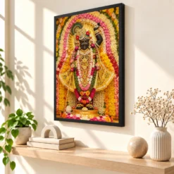 Shrinathji Grand Festival Flower Decoration Photo Frame — black frame console