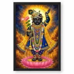 Shrinathji Cosmic Celestial Aura Photo Frame — black frame clean