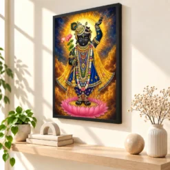 Shrinathji Cosmic Celestial Aura Photo Frame — black frame console