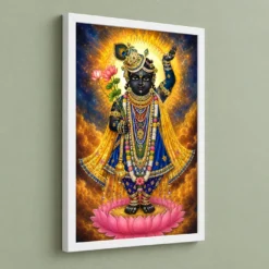 Shrinathji Cosmic Celestial Aura Photo Frame 13 Shrinathji Cosmic Celestial Aura Photo Frame — white frame angled wall
