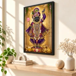 Shrinathji Heritage Temple Architecture Backdrop Photo Frame — black frame console