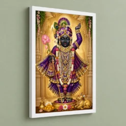 Shrinathji Heritage Temple Architecture Backdrop Photo Frame — white frame angled wall
