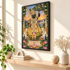 Shrinathji Vivid Premium Spiritual Poster Art Photo Frame — black frame console