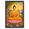 Gautam Buddha Serene Sunrise Blessing Photo Frame — black frame clean