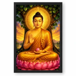 Gautam Buddha Royal Jewel-Toned Portrait Photo Frame — black frame clean
