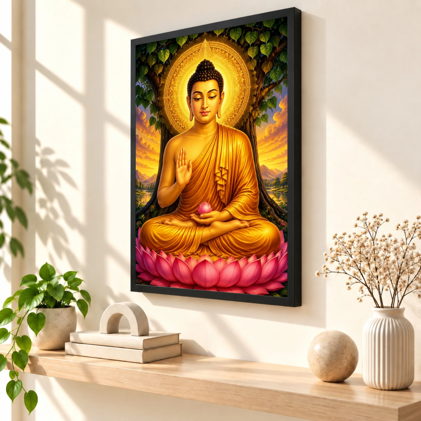 Gautam Buddha Royal Jewel-Toned Portrait Photo Frame 2 Gautam Buddha Royal Jewel-Toned Portrait Photo Frame — black frame console
