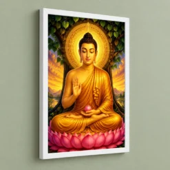 Gautam Buddha Royal Jewel-Toned Portrait Photo Frame 13 Gautam Buddha Royal Jewel-Toned Portrait Photo Frame — white frame angled wall