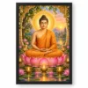 Gautam Buddha Lotus and Diya Radiance Photo Frame — black frame clean