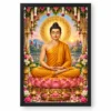 Gautam Buddha Grand Festival Flower Decoration Photo Frame — black frame clean