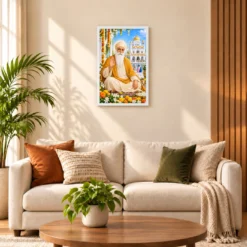 Guru Nanak Dev Grand Festival Flower Decoration Photo Frame — white frame sofa