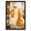 Guru Nanak Dev Peaceful Home Mandir Composition Photo Frame — black frame clean