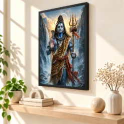 Mahadev — Ganga Trishul Divine Portrait Frame 10 Mahadev — Ganga Trishul Divine Portrait Frame — black frame console