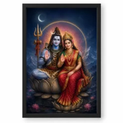 Shiva Parvati — Cosmic Union Blessings Frame — black frame clean