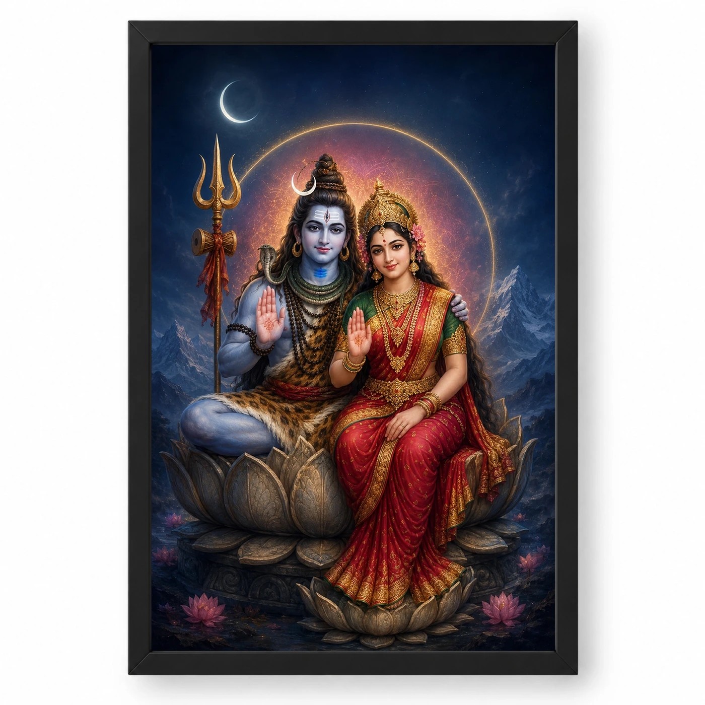 Shiva Parvati — Cosmic Union Blessings Frame 1 Shiva Parvati — Cosmic Union Blessings Frame — black frame clean