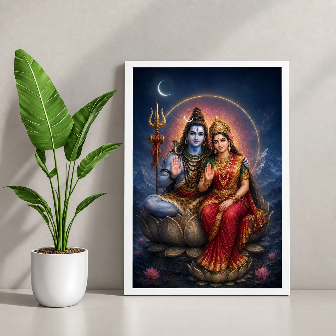 Shiva Parvati — Cosmic Union Blessings Frame 4 Shiva Parvati — Cosmic Union Blessings Frame — white frame console