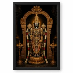 Tirupati Balaji — Black Gold Darshan Frame — black frame clean