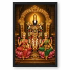 Balaji with Lakshmi Padmavati — Divine Couple Frame — black frame clean