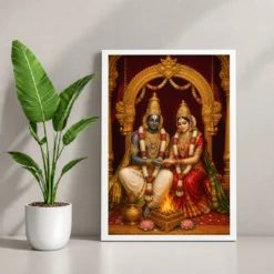 Srinivasa Kalyanam — Sacred Wedding Blessings Frame — white frame console