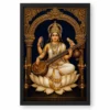 Veena Saraswati — Temple Gold Blessings Frame — black frame clean