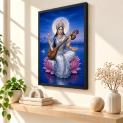 Vidya Saraswati — Blue River Serenity Frame — black frame console
