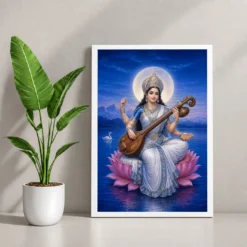 Vidya Saraswati — Blue River Serenity Frame — white frame console
