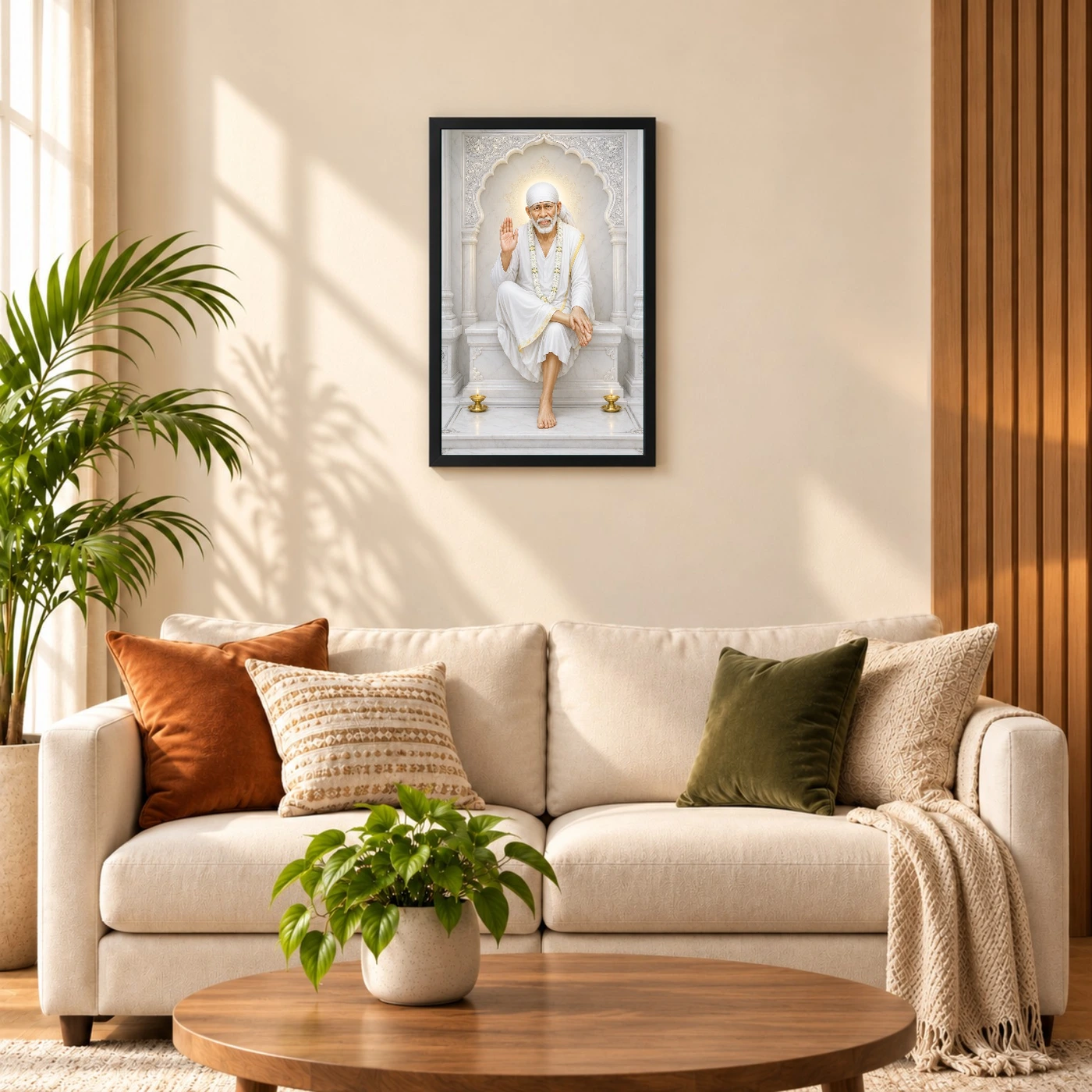 Sai Baba — White Marble Temple Serenity Frame 8 Sai Baba — White Marble Temple Serenity Frame — black frame sofa