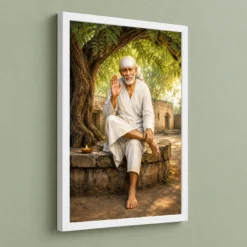 Sai Baba — Neem Tree Compassion Frame 13 Sai Baba — Neem Tree Compassion Frame — white frame angled wall