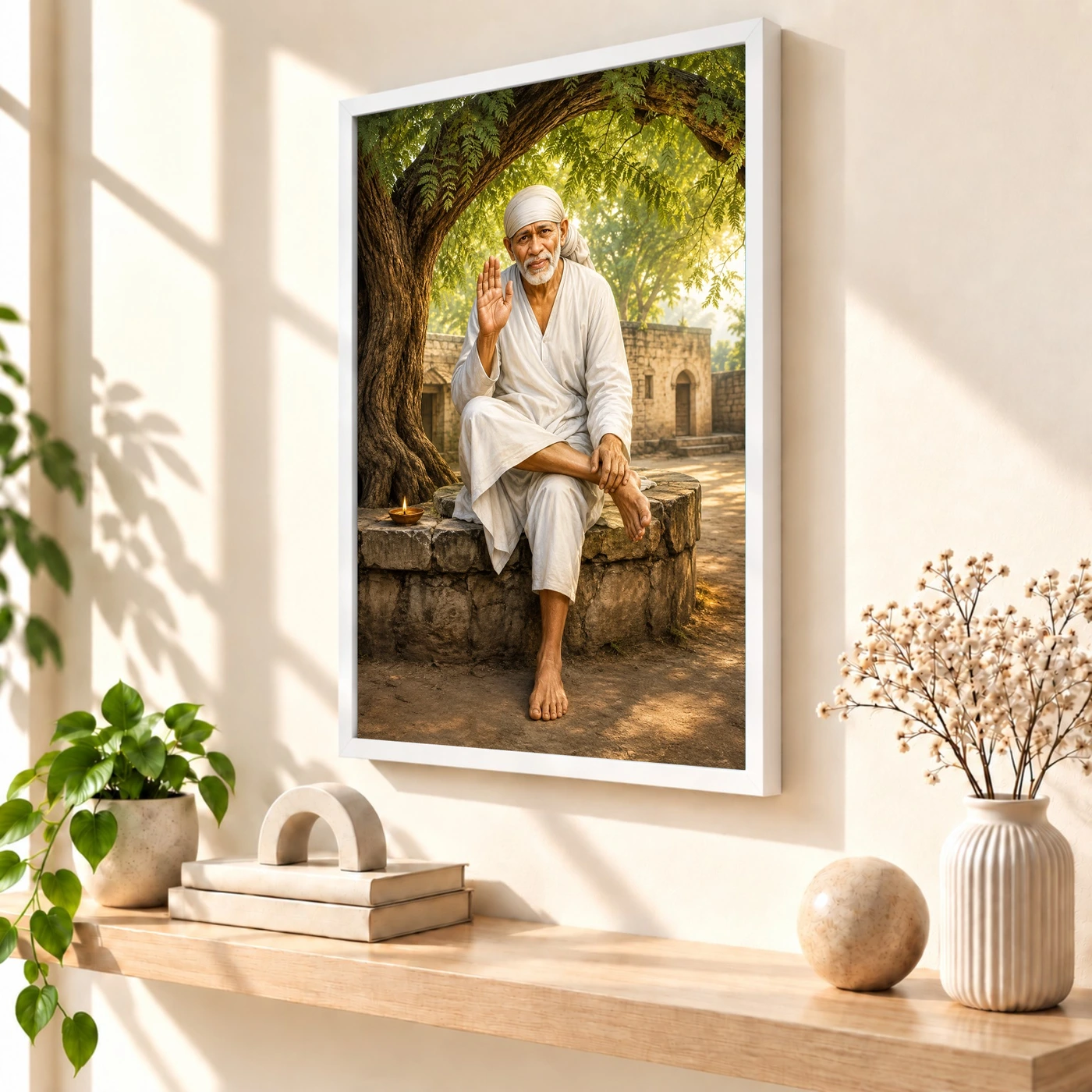 Sai Baba — Neem Tree Compassion Frame 57 Sai Baba — Neem Tree Compassion Frame — white frame