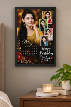 Black 8x12 birthday collage photo frame in bedroom
